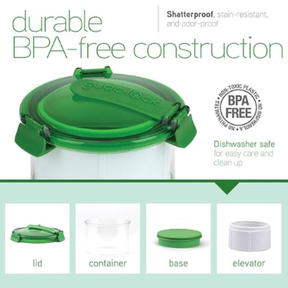 Casabella Guac-Lock Guacamole Container, Green/White + Avocado Scrub - Picture 5 of 6